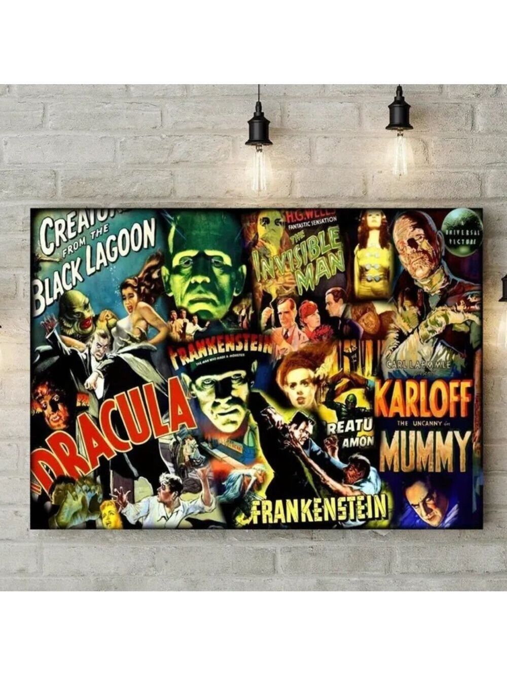 Universal Monsters Canvas Print Collage Horror Icons Wall Art